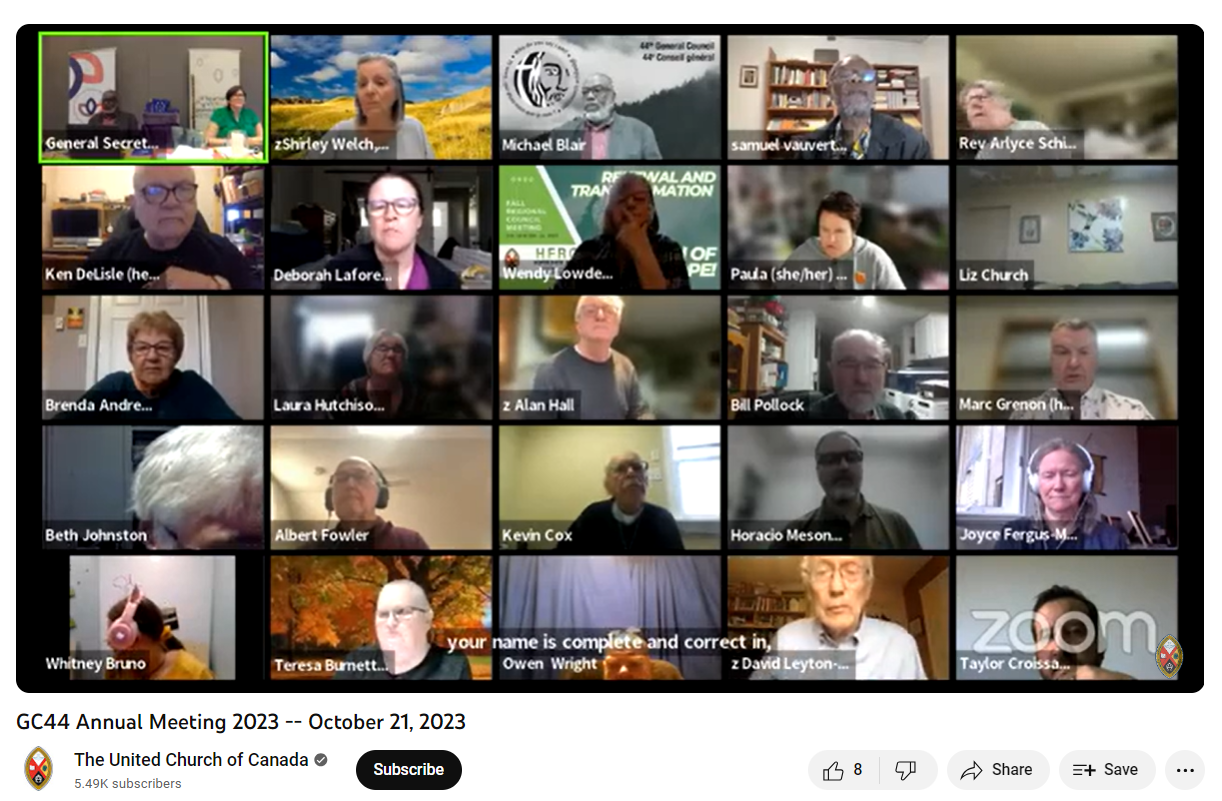 YouTube screenshot of General Council 44 recall meeting