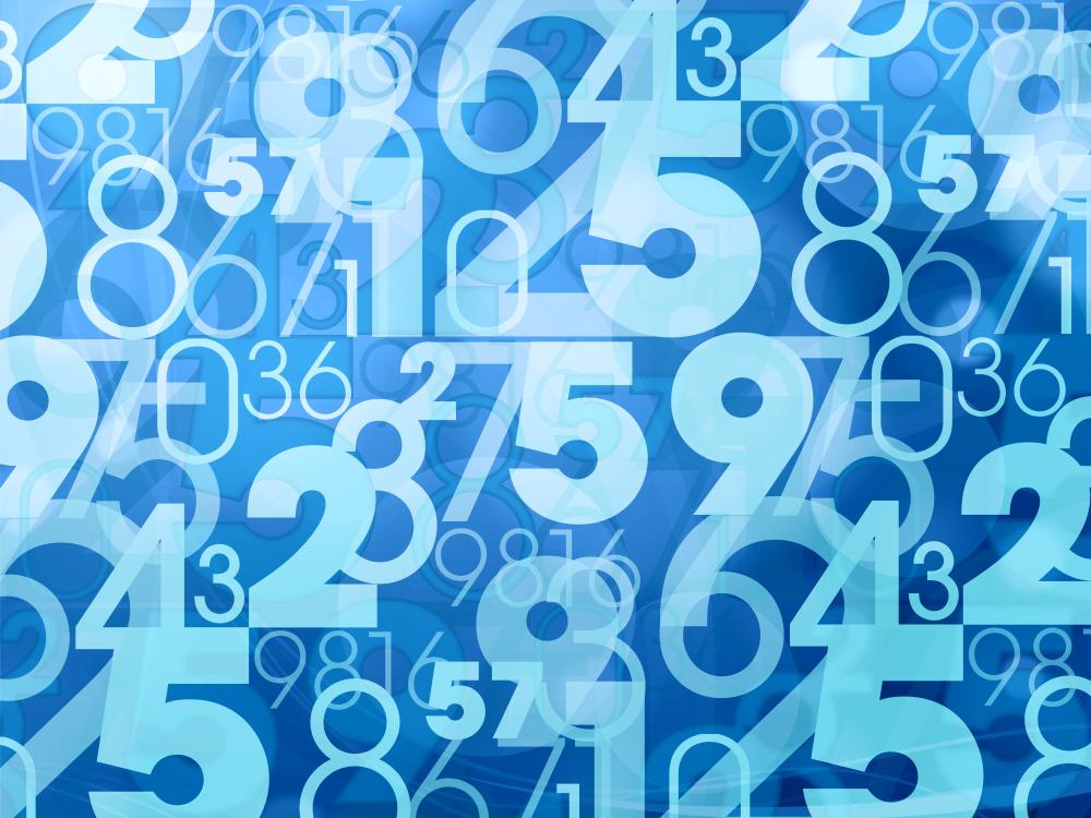 Jumbled numbers on a blue background